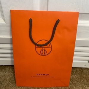HERMES New Authentic Iconic Orange Paper Shopping Gift Bag